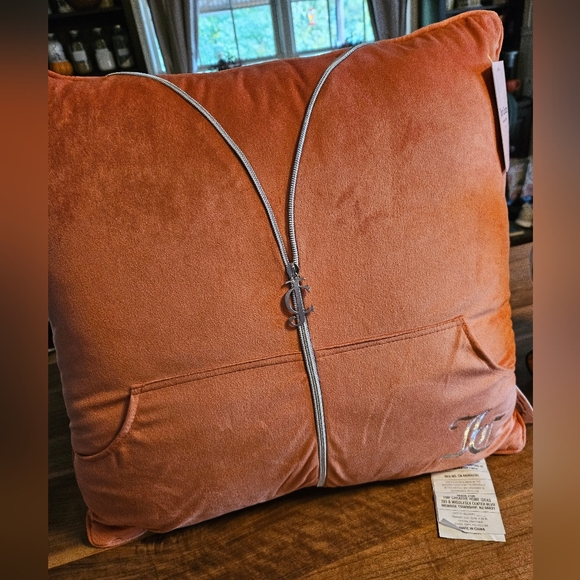 Juicy Couture Other - New JUICY COUTURE Velveteen Throw Pillow with Iconic Zip Up Accent,‎ Orange